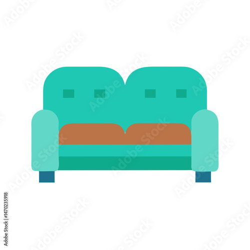 Two-Seater Sofa Icon Representing Compact Seating Furniture and Home Comfort