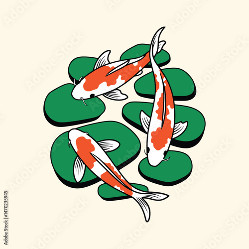 Carp fish swimming cartoon vector art illustration cartoon concept