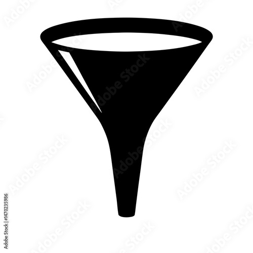 Black and white funnel illustration for pouring liquids into smaller containers