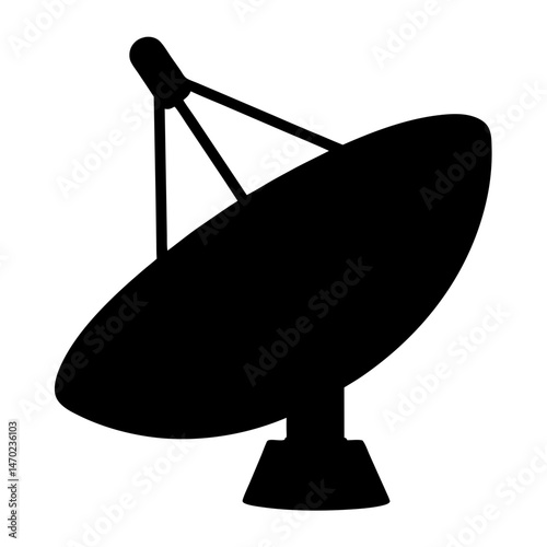 Black silhouette of a satellite dish used for communications and broadcasting