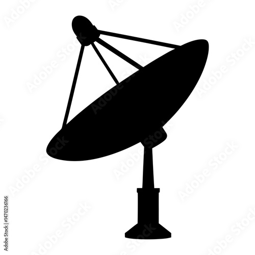 Black silhouette of a satellite dish antenna used for radio communications