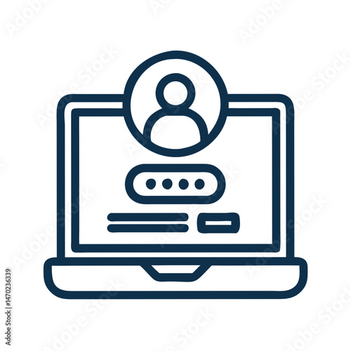 User on Laptop Icon Representing Remote Login Access and Online Activity