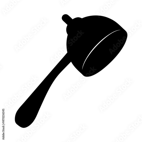 Silhouette illustration of a plunger tool for unclogging drains on white backdrop
