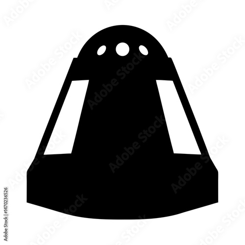 Black silhouette of a capsule shaped spacecraft or a space exploration vehicle