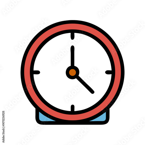 Wall Clock with Rounded Frame Icon Representing Timekeeping and Interior Decor
