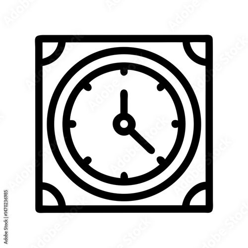 Wall Clock with Rounded Frame Icon Representing Timekeeping and Interior Decor