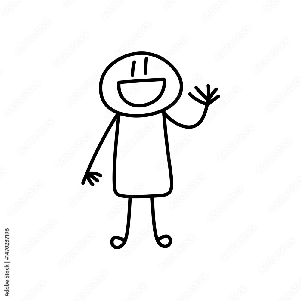Doodle Stickman Character. Hand Drawn Vector Illustration