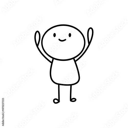 Doodle Stickman Character. Hand Drawn Vector Illustration