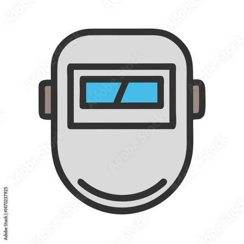 Welding Helmet Icon Representing Eye and Face Protection for Industrial Safety