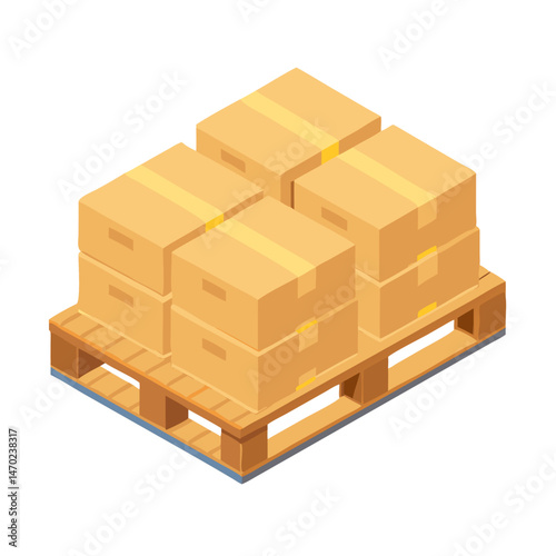 Wooden Crates on Pallet Icon Representing Packed Goods and Shipment Handling