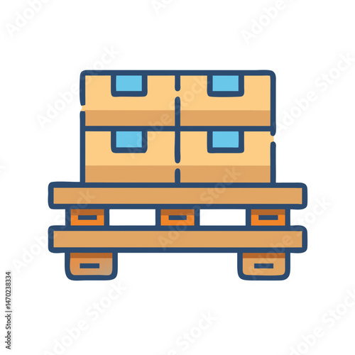 Wooden Pallet Icon Representing Goods Transportation and Warehouse Logistics