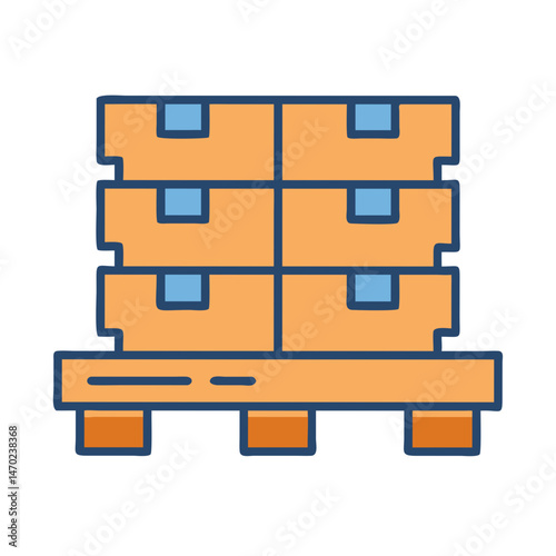 Wooden Pallet Icon Representing Goods Transportation and Warehouse Logistics