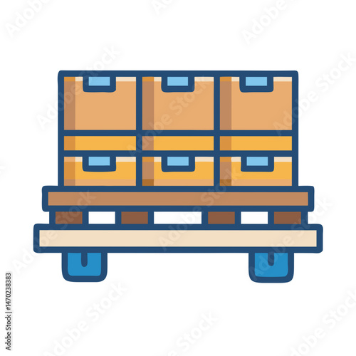 Wooden Pallet Icon Representing Goods Transportation and Warehouse Logistics