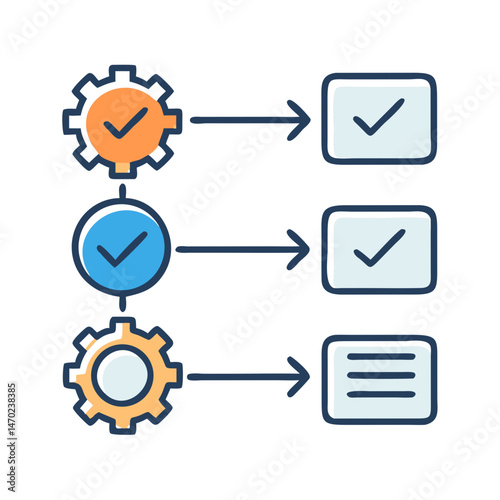 Workflow with Checkpoints Icon Representing Process Management or Task Progress