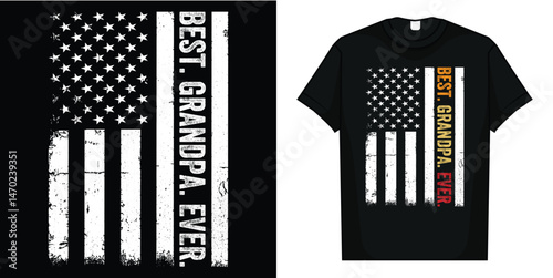 Best Grandpa Ever American Flag Gifts Grandpa Father's Day T-Shirt