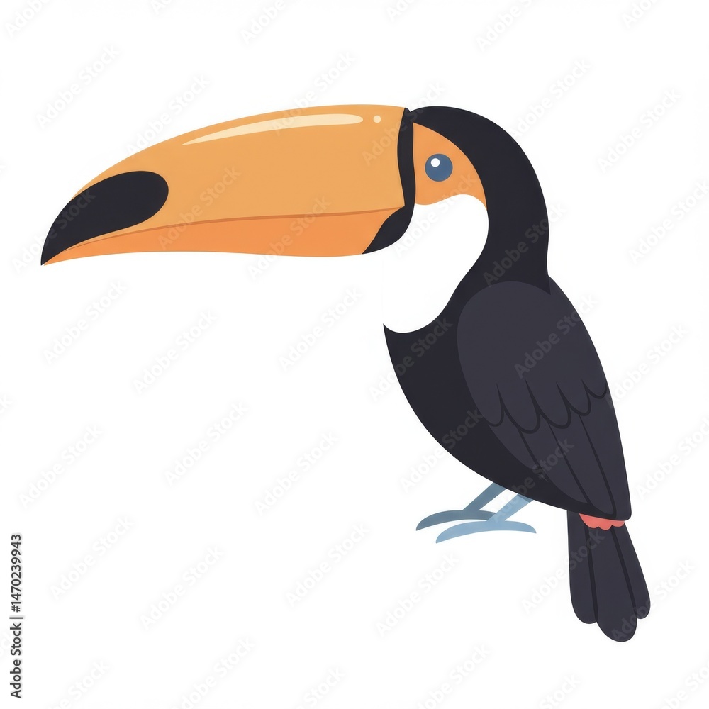 Fototapeta premium Illustration of a Toucan with a Large Orange Beak