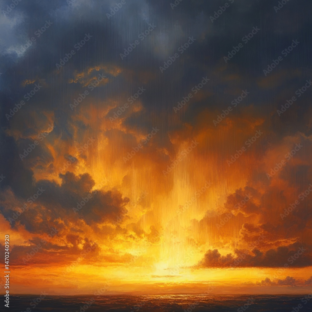 Obraz premium Dramatic Sunset with Storm Clouds