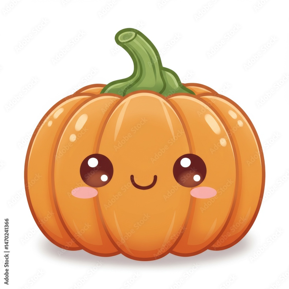 Obraz premium Cute Orange Cartoon Pumpkin Illustration