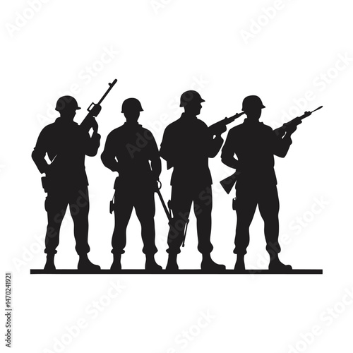 army soldiers sniper rifle on duty vector art silhouette
