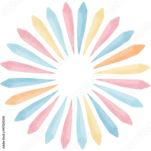 Pastel Watercolor Flower Burst Circle Design