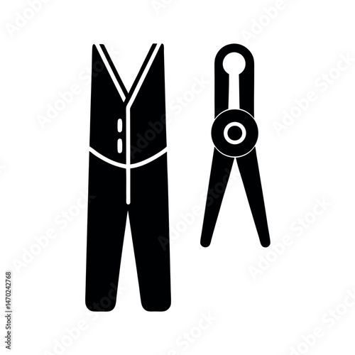 clothespins on rope clothespin line and solid icon