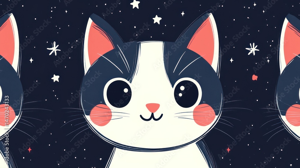 Fototapeta premium Cute cartoon cats in space