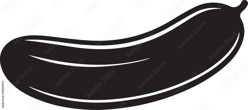 Cucumber Silhouette Vector | Modern Black Vector Art Illustration for Vegan Concepts Cucumber Silhouette Vector | Modern Black Vector Art Illustration for Vegan Concepts