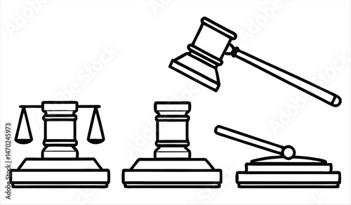 Law & Justice Icon Set, Gavel, Star & Legal Symbols Collection
