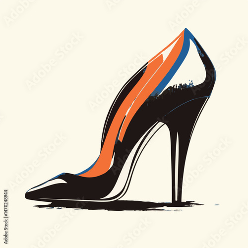 Abstract Stiletto Heel Illustration With Bold Brushstrokes And Striking Colors