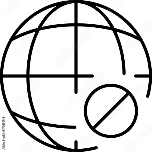 Fotografie Forbidden by Planet Outline Line Icon for Graphic and Web Design, Apps, Adverts,