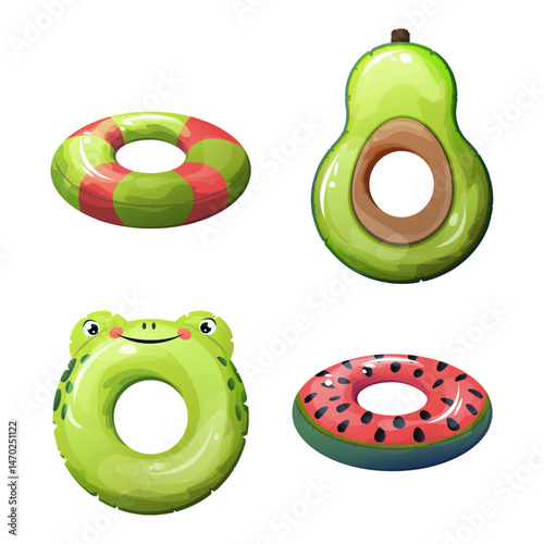 A Set of Four Unusual Lifesaving Rings. An Image Featuring Swim Rings.