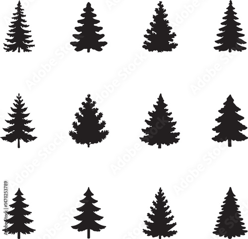 Tall Pine Tree in Forest Silhouette

Lone Pine on Mountain Vector Scene

Rustic Pine Tree Silhouette Design

Minimal Evergreen Tree Vector

Pine Tree Line Art in Nature Setting