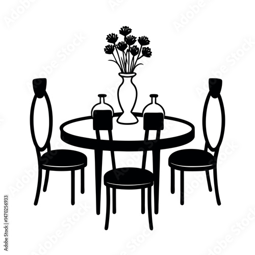 part of the dining room  table and chairs on 