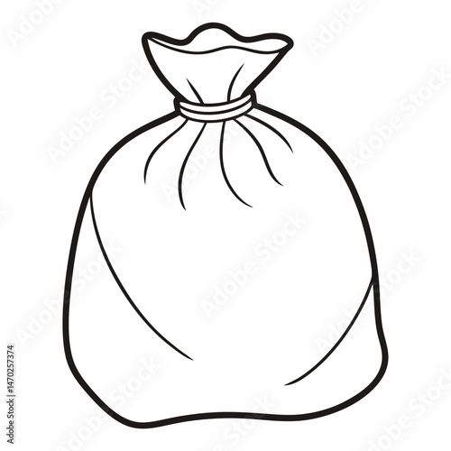 Clean Up Time: Trash Bag Outline Coloring Page