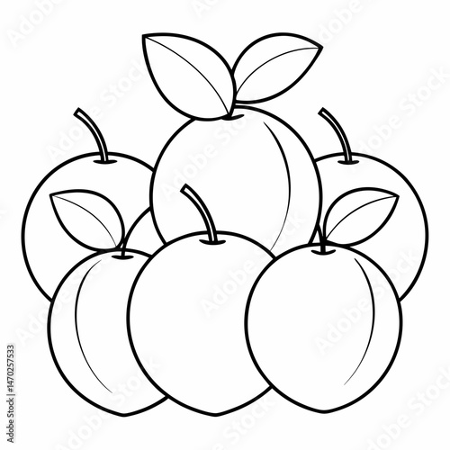 Plum Perfection: Various Plums Outline Coloring Page