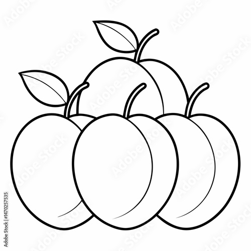 Plum Perfection: Various Plums Outline Coloring Page