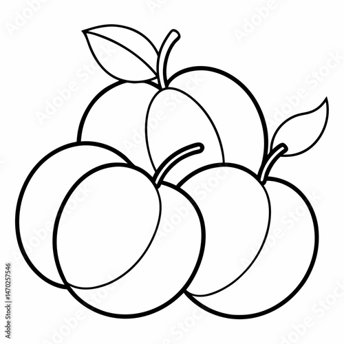 Plum Perfection: Various Plums Outline Coloring Page