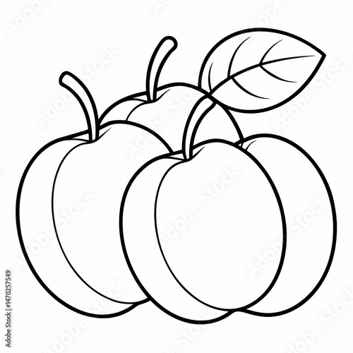 Plum Perfection: Various Plums Outline Coloring Page