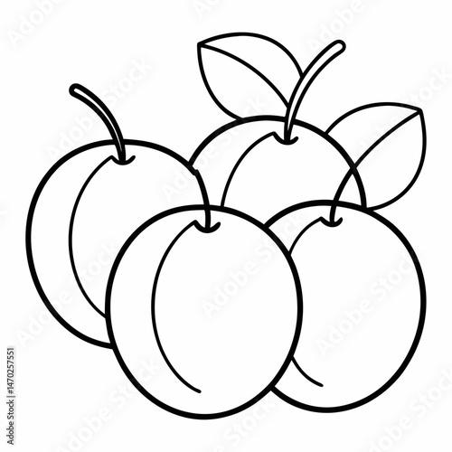 Plum Perfection: Various Plums Outline Coloring Page