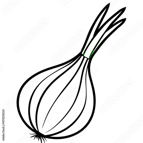 Green Onion line art vector