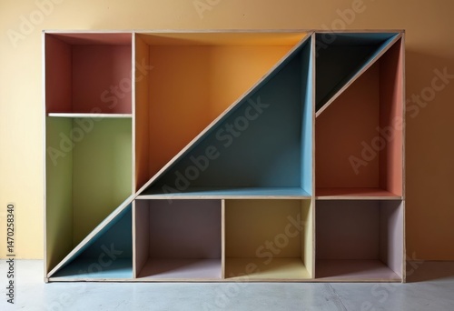 Abstract Colorful Shelf Structure with Modern Geometric Design