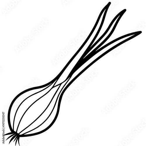 Green Onion line art vector