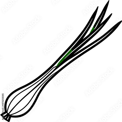 Green Onion line art vector