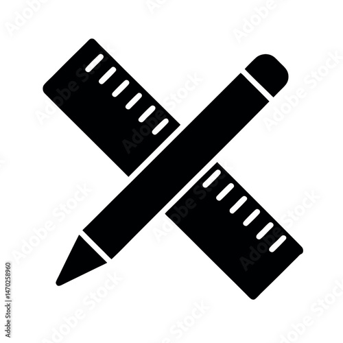 ruler and pencil solid icon
