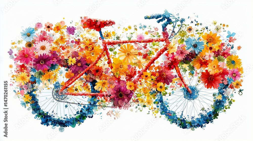 Fototapeta premium Bicycle adorned with flowers