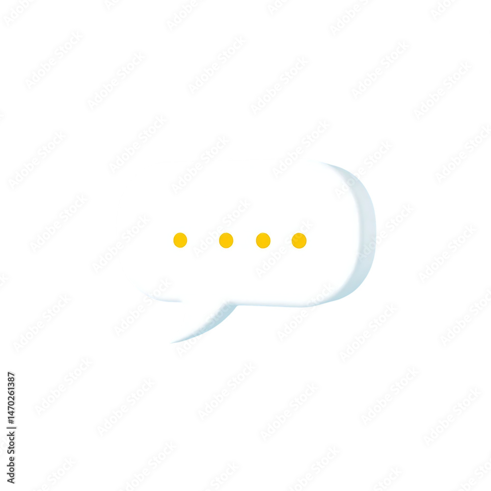 Fototapeta premium Minimalist 3D Speech Bubble Icon with Yellow Dots