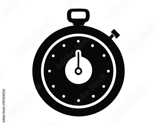 Monochrome Stopwatch Icon, Simple Timer Vector Graphic for Speed, On A White Background
