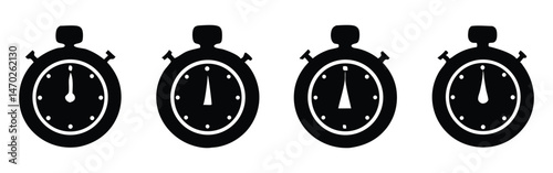 Monochrome Stopwatch Icon, Simple Timer Vector Graphic for Speed, On A White Background
