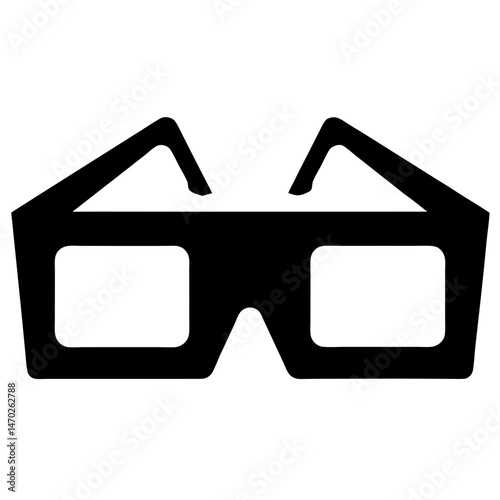 Simple graphic depiction of 3D glasses for viewing three dimensional movies