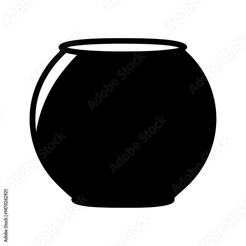 Monochrome simple vector illustration of a generic black fishbowl shape object